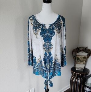 Style & Co Blue and White Top